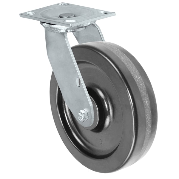 8"x2" Phenolic Wheel, Swivel Caster, Plate Size: 4-1/2x6-1/4",